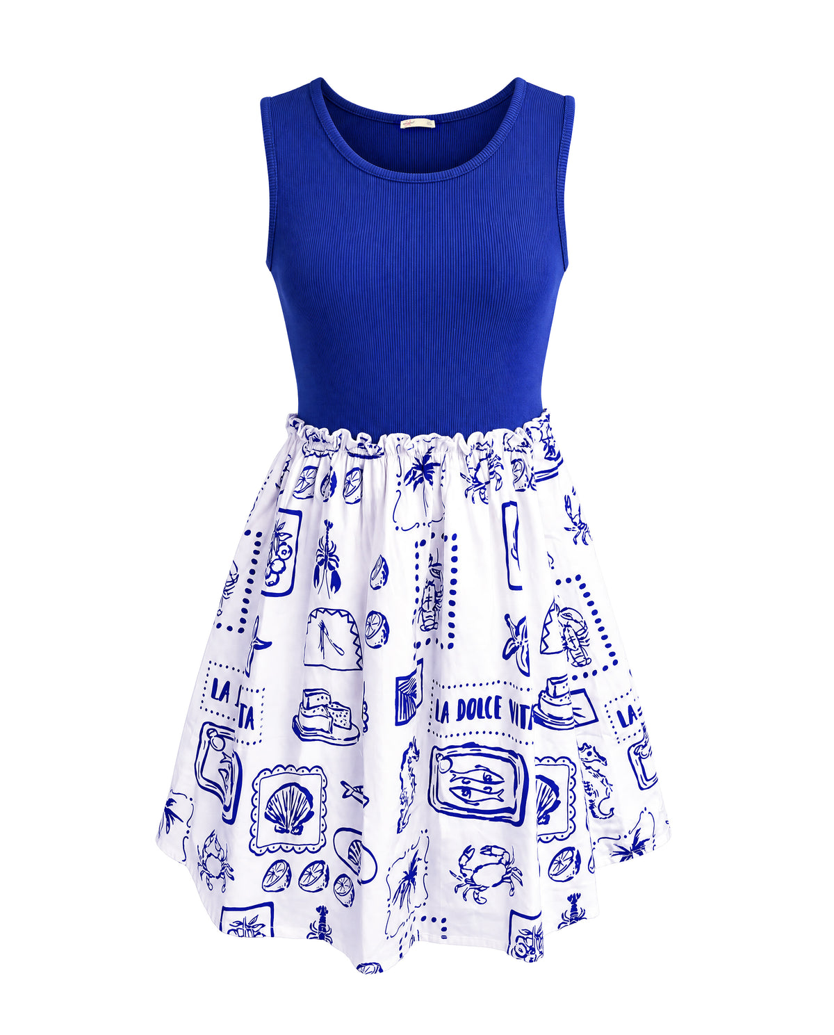 Girls Surf Blue Printed Fit & Flare 100% Cotton Dress
