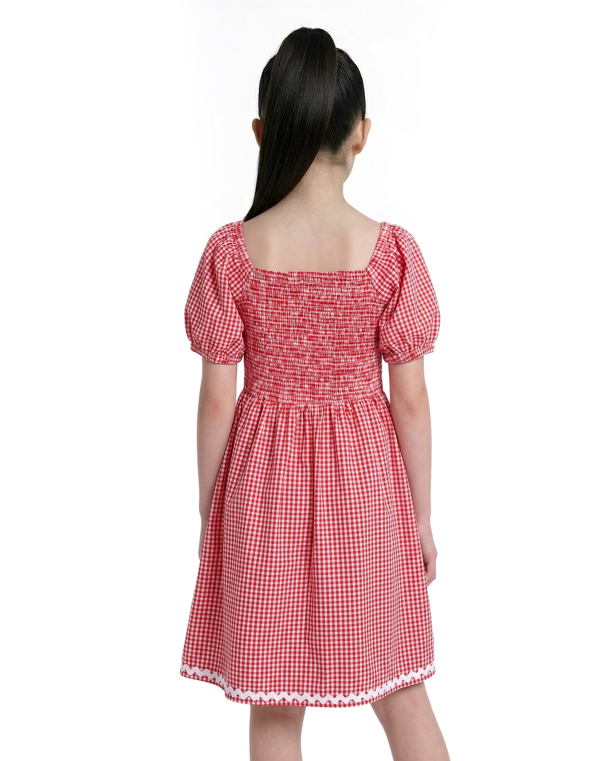 Girls Adrenaline Rush Red Checked Regular-Fit Cotton Dress