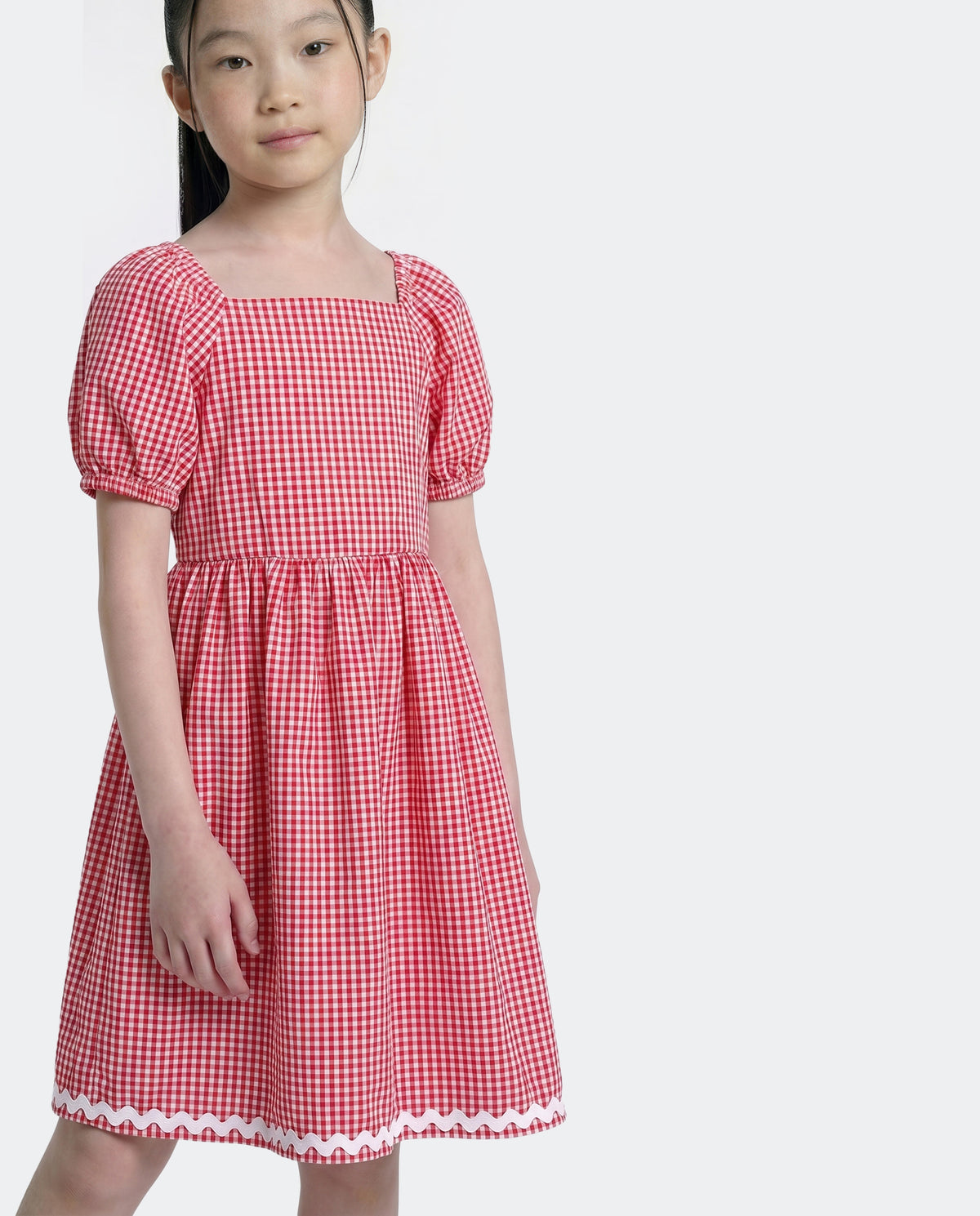 Girls Adrenaline Rush Red Checked Regular-Fit Cotton Dress