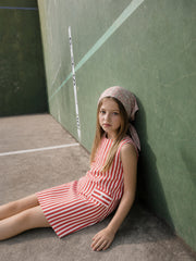Girls Adrenaline Rush Red Striped Regular-Fit Cotton Dress