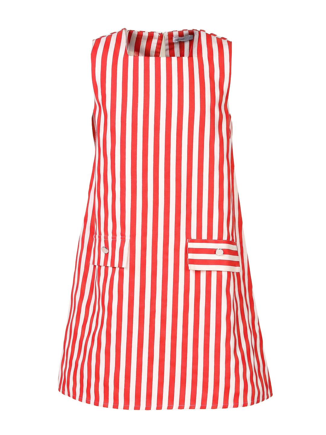 Girls Adrenaline Rush Red Striped Regular-Fit Cotton Dress
