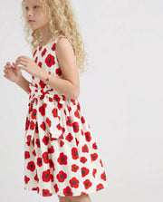 Girls Crimson Floral Fit & Flare Dress