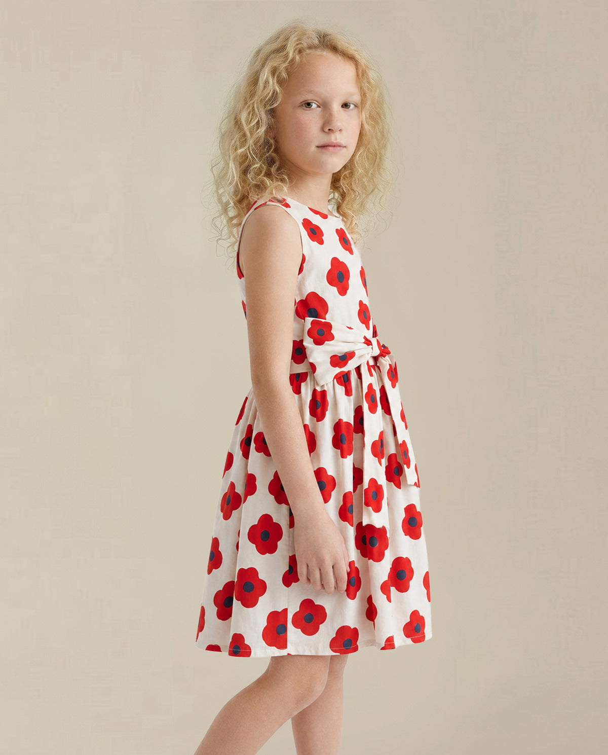Girls Crimson Floral Fit & Flare Dress