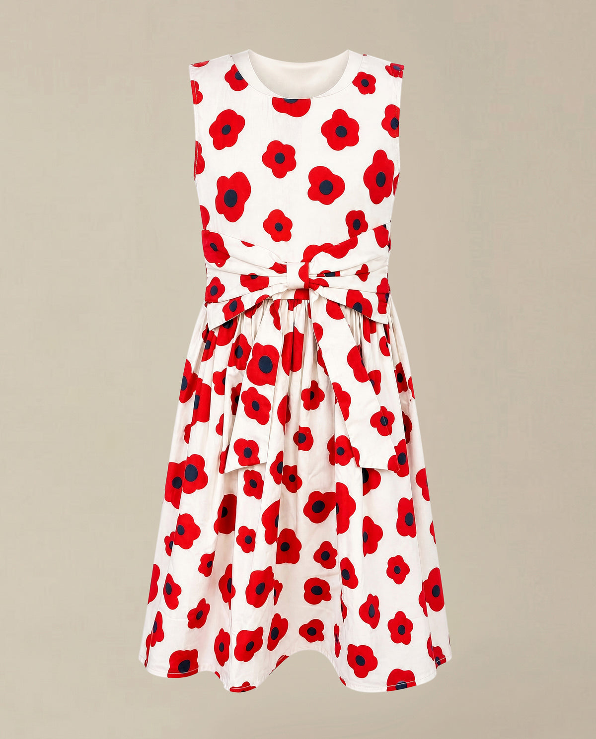 Girls Crimson Floral Fit & Flare Dress