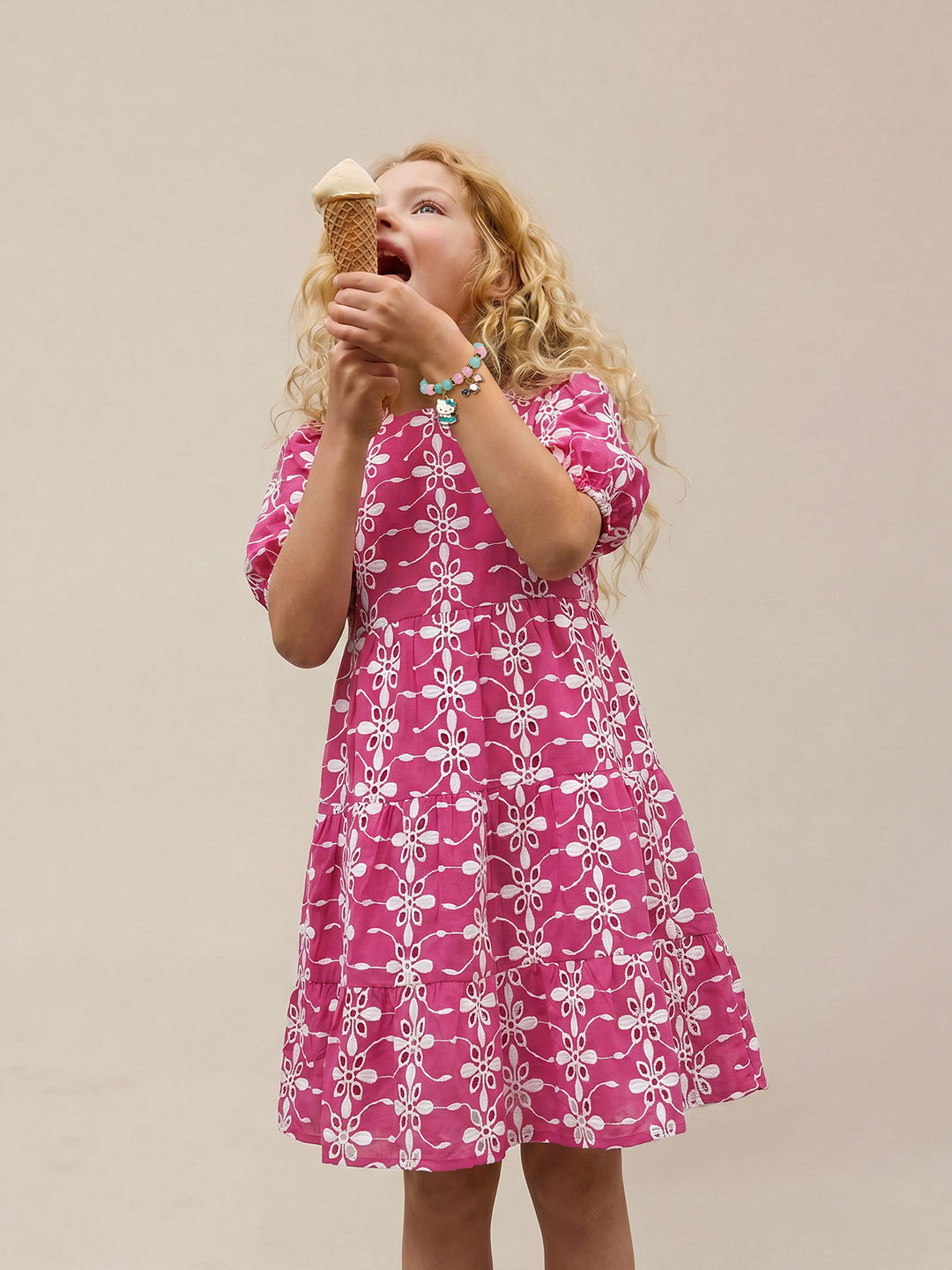 Girls Very Berry Solid Regular Fit Cotton Dress