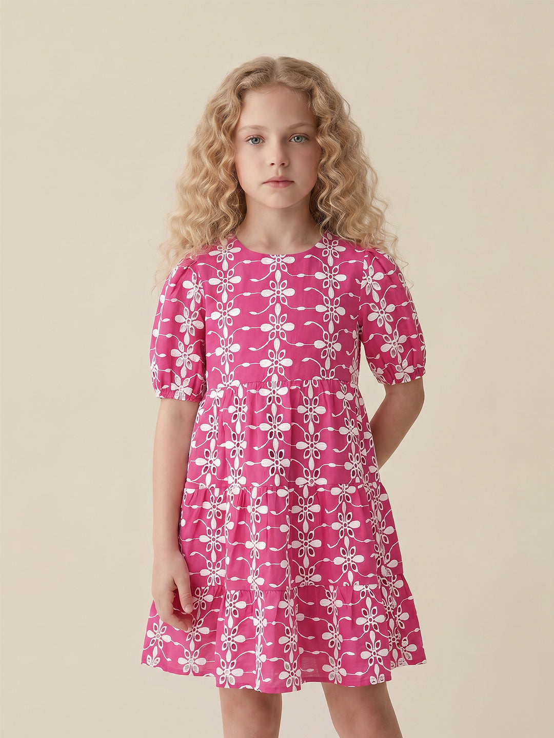 Girls Very Berry Solid Regular Fit Cotton Dress