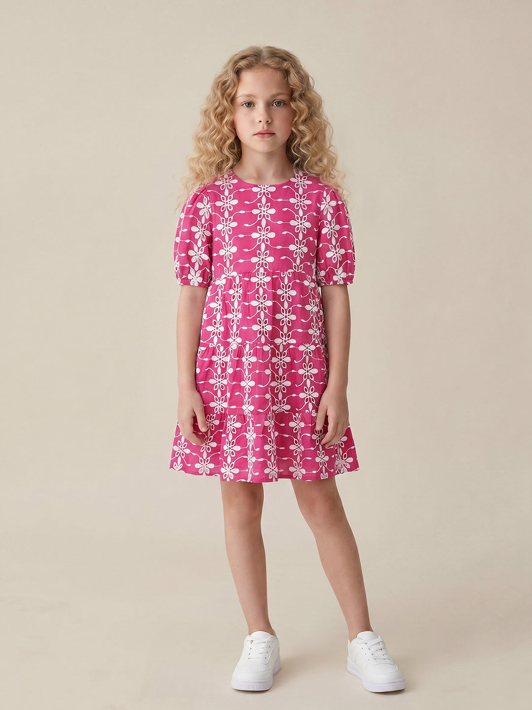 Girls Very Berry Solid Regular Fit Cotton Dress