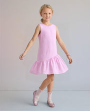 Girls Prism Pink Solid Fit & Flare 100% Cotton Dress