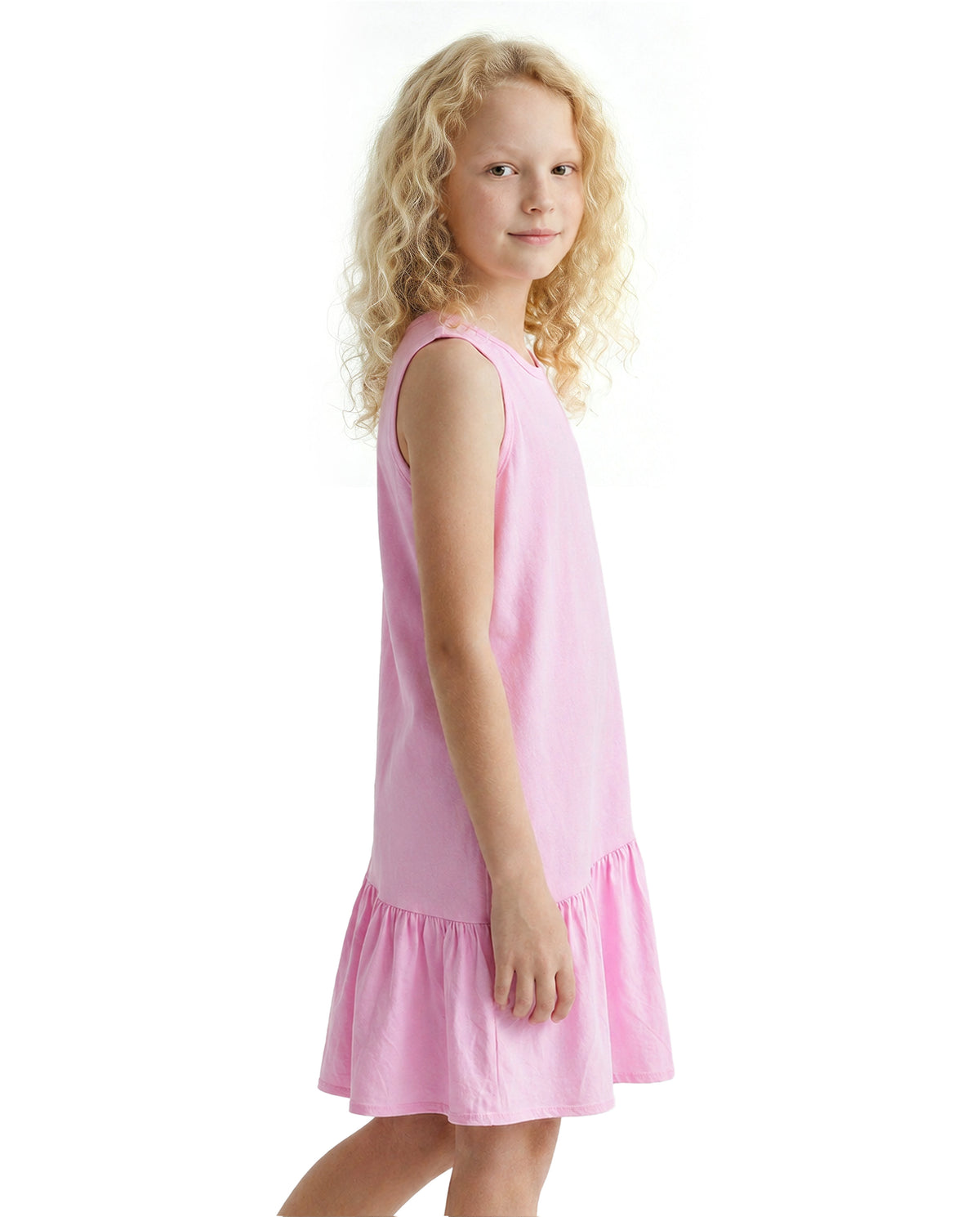 Girls Prism Pink Solid Fit & Flare 100% Cotton Dress