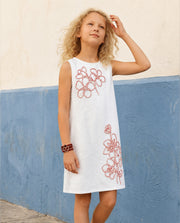 Girls Cloud Dancer Abstract Regular-Fit 100% Cotton Dress