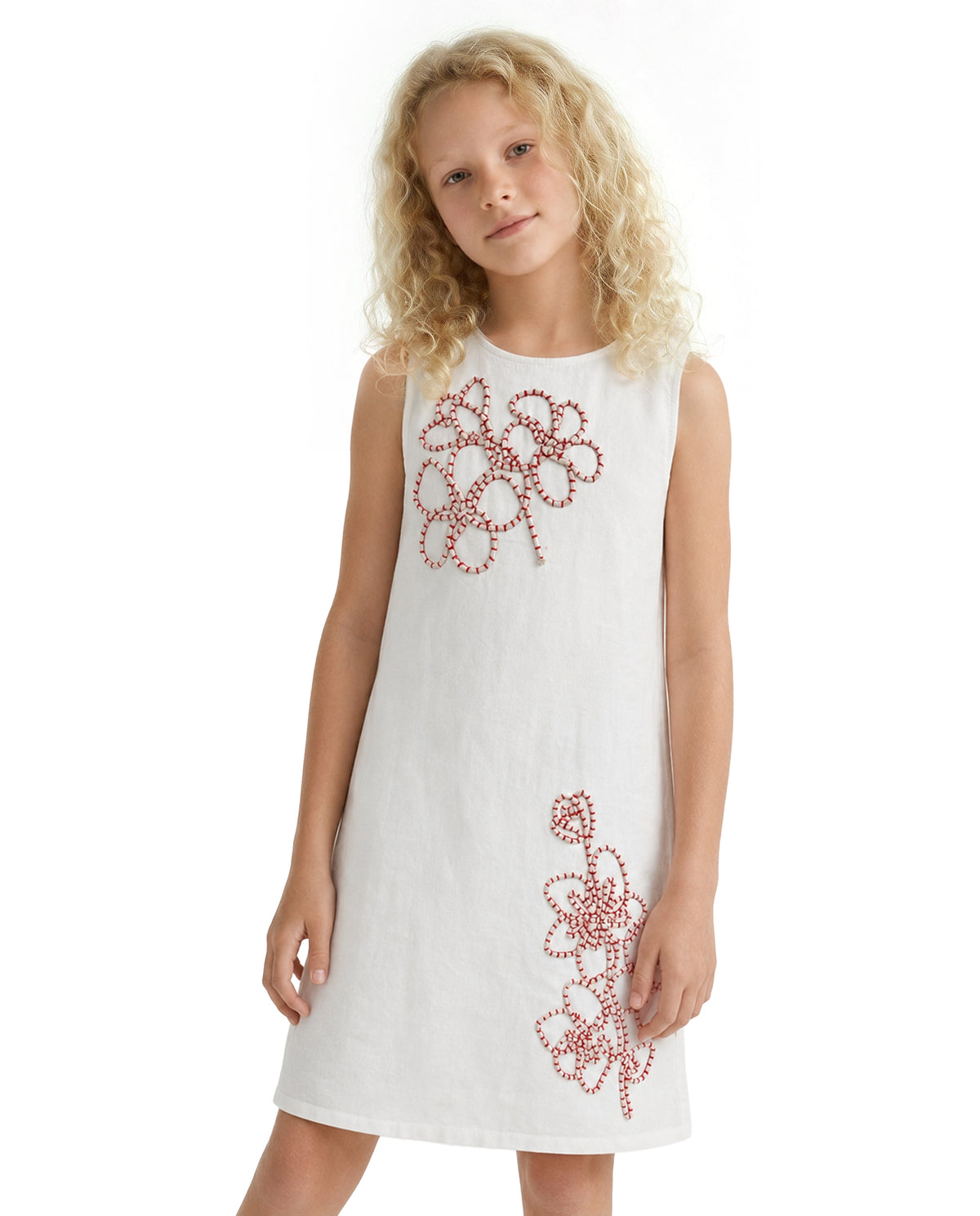 Girls Cloud Dancer Abstract Regular-Fit 100% Cotton Dress