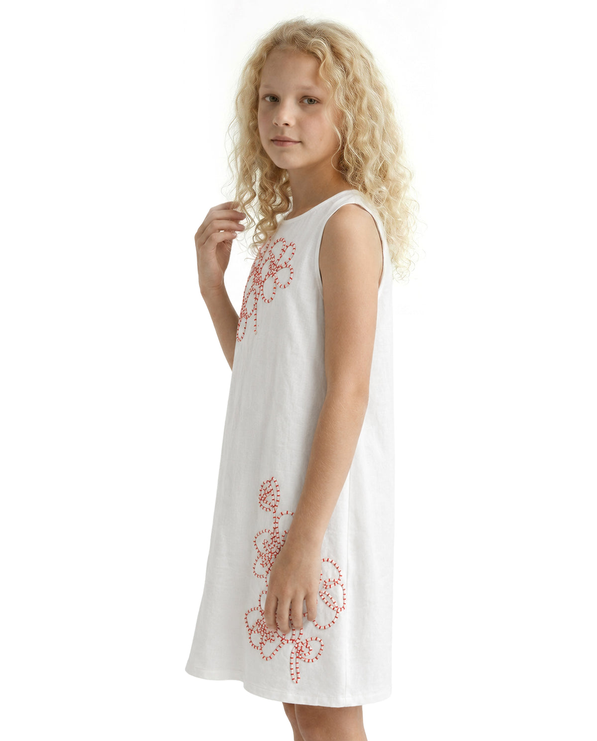 Girls Cloud Dancer Abstract Regular-Fit 100% Cotton Dress