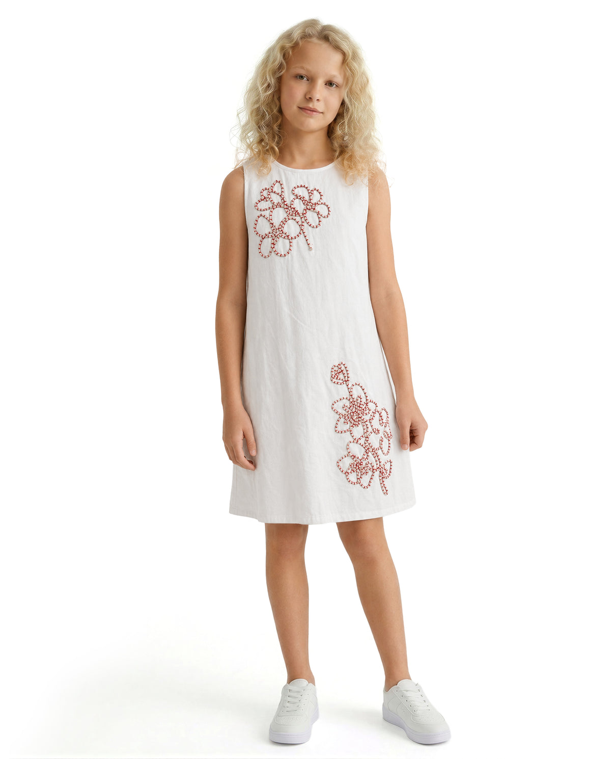 Girls Cloud Dancer Abstract Regular-Fit 100% Cotton Dress