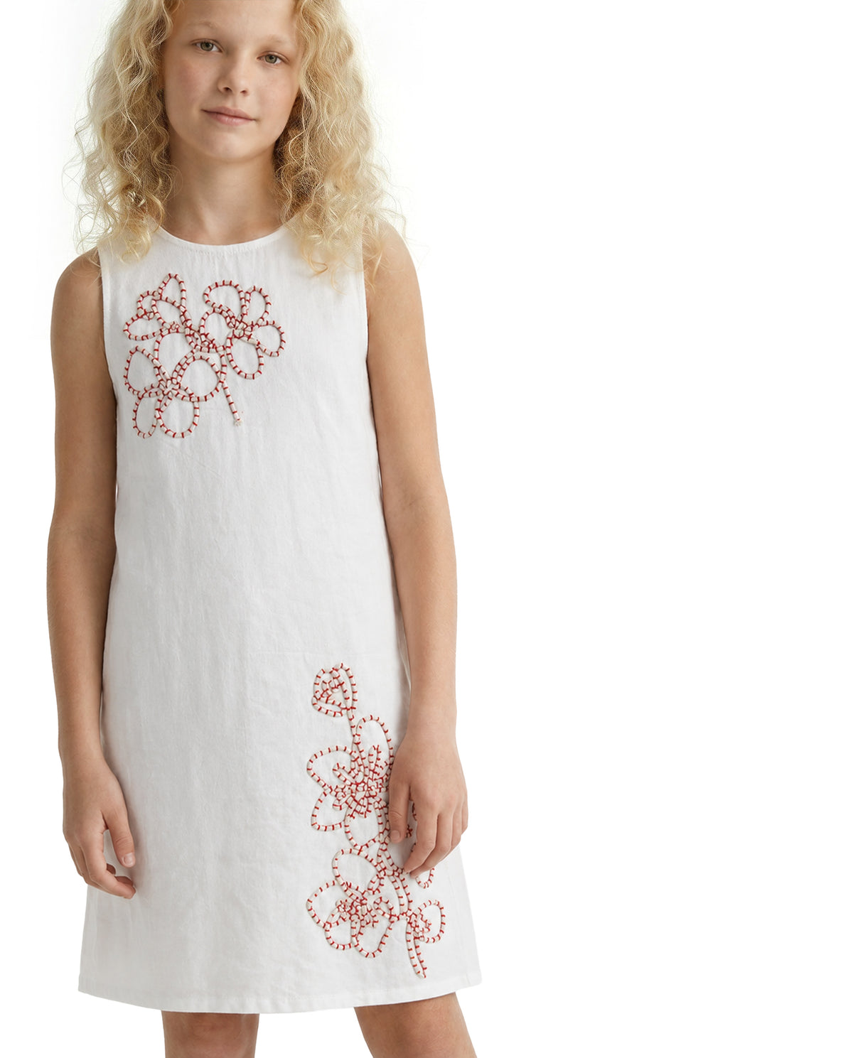 Girls Cloud Dancer Abstract Regular-Fit 100% Cotton Dress