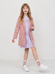 Girls Sheer Lilac Solid Fit & Flare 100% Cotton Dress