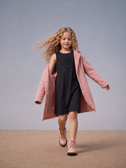 Girls Jet Black Solid Fit & Flare 100% Cotton Dress