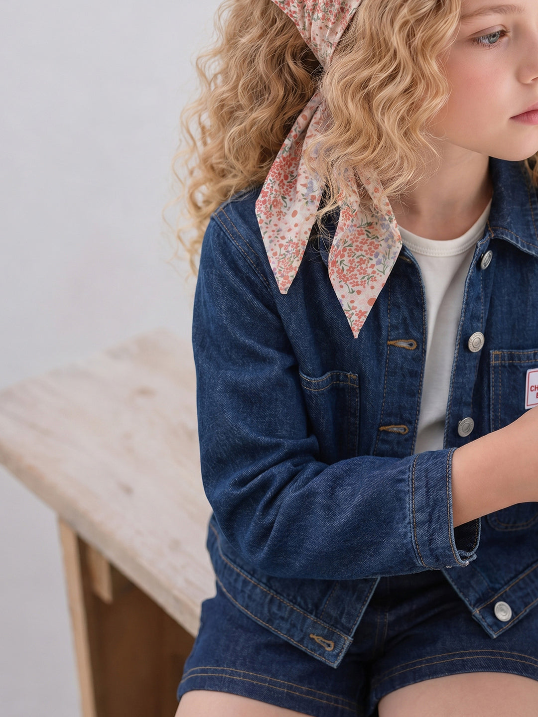 Girls Dark Blue Casual Long Sleeve Jacket
