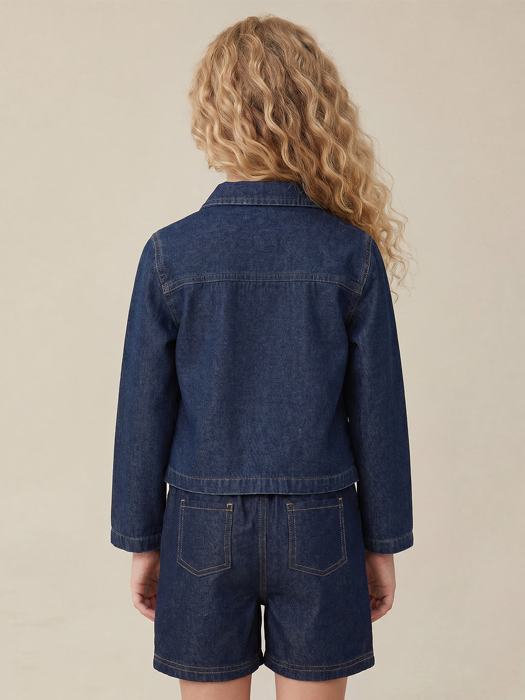 Girls Dark Blue Casual Long Sleeve Jacket