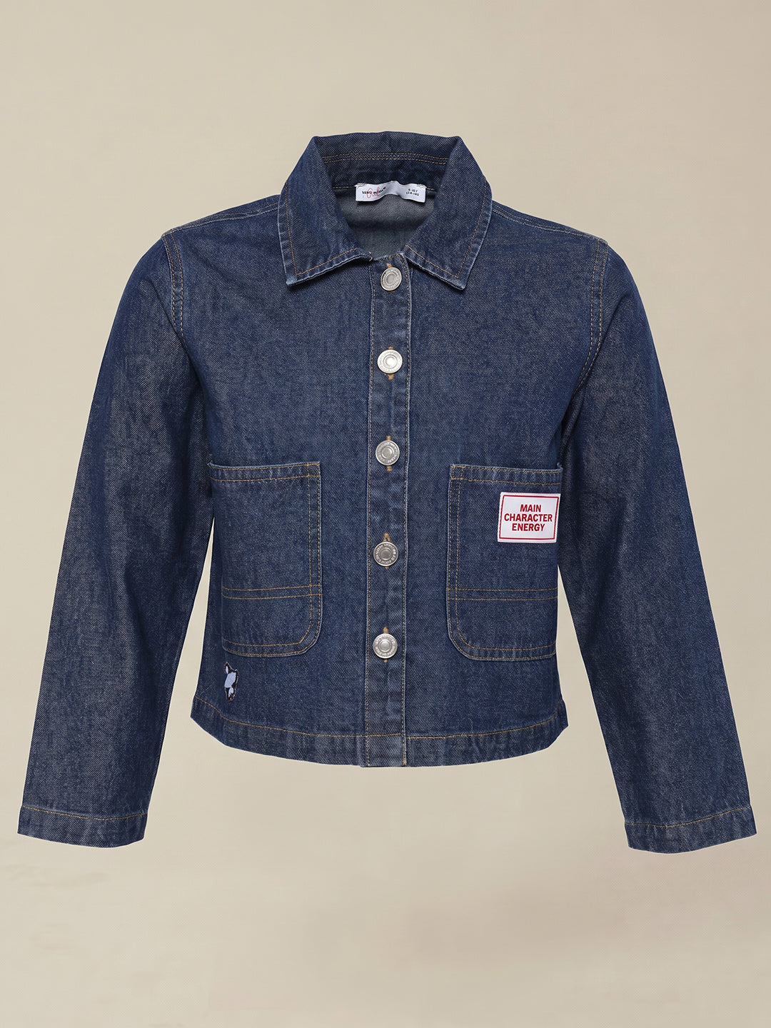 Girls Dark Blue Casual Long Sleeve Jacket