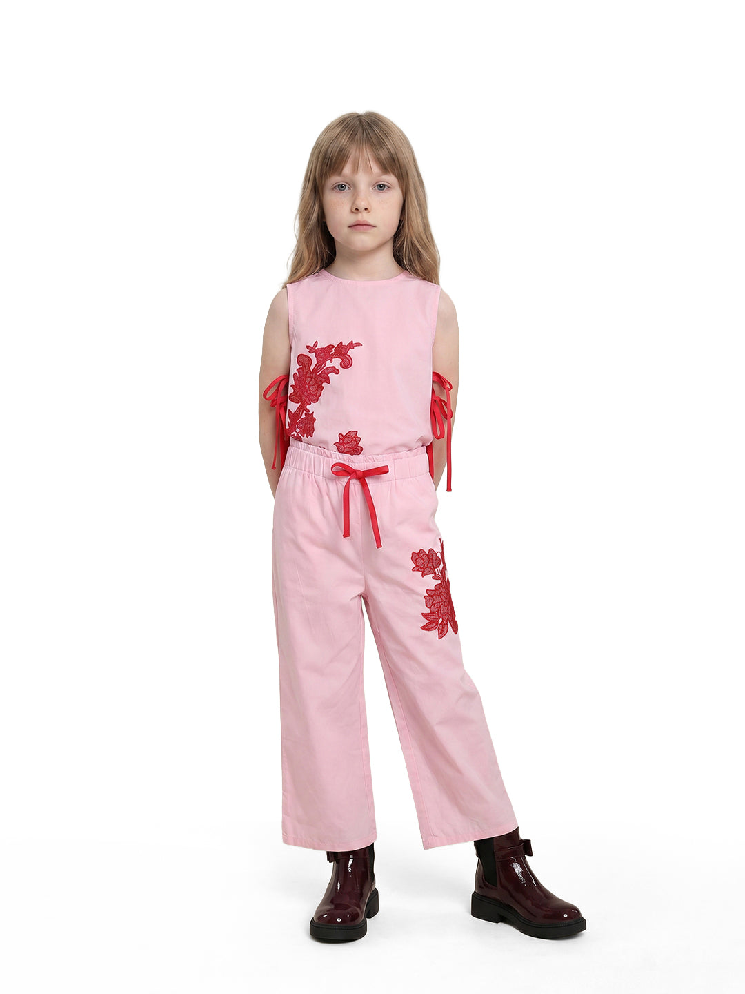 Girls Prism Pink Floral Regular-Fit 100% Cotton Pants