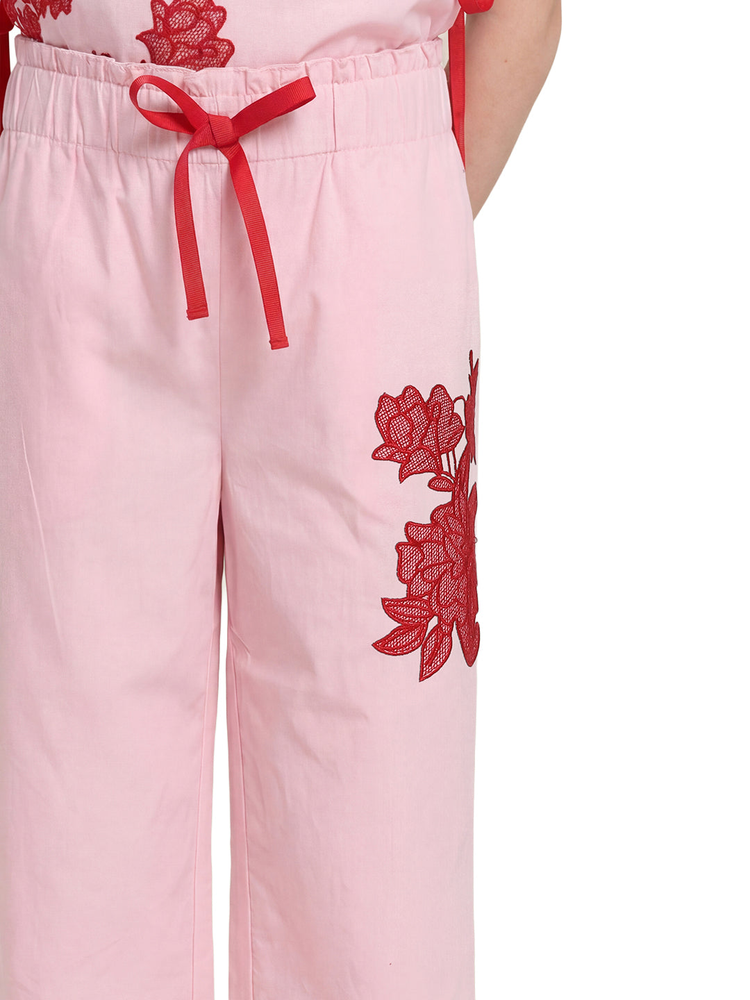 Girls Prism Pink Floral Regular-Fit 100% Cotton Pants