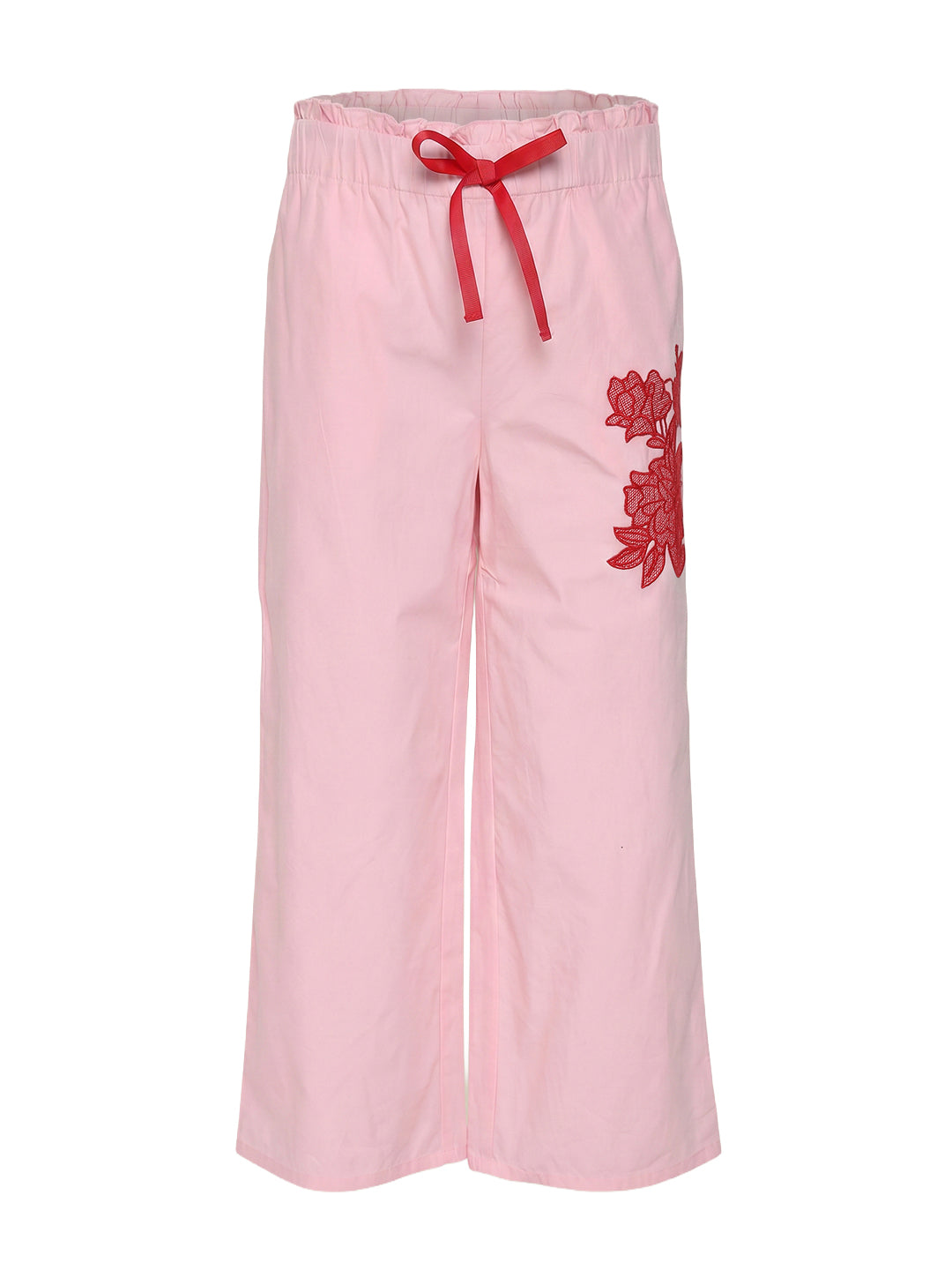 Girls Prism Pink Floral Regular-Fit 100% Cotton Pants