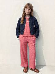 Girls Coral Striped Regular-Fit Polyester Pants