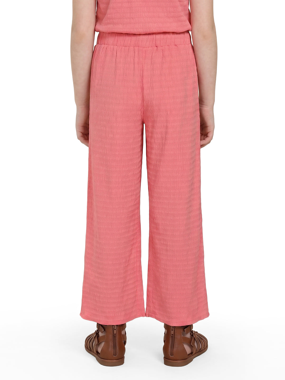 Girls Coral Striped Regular-Fit Polyester Pants