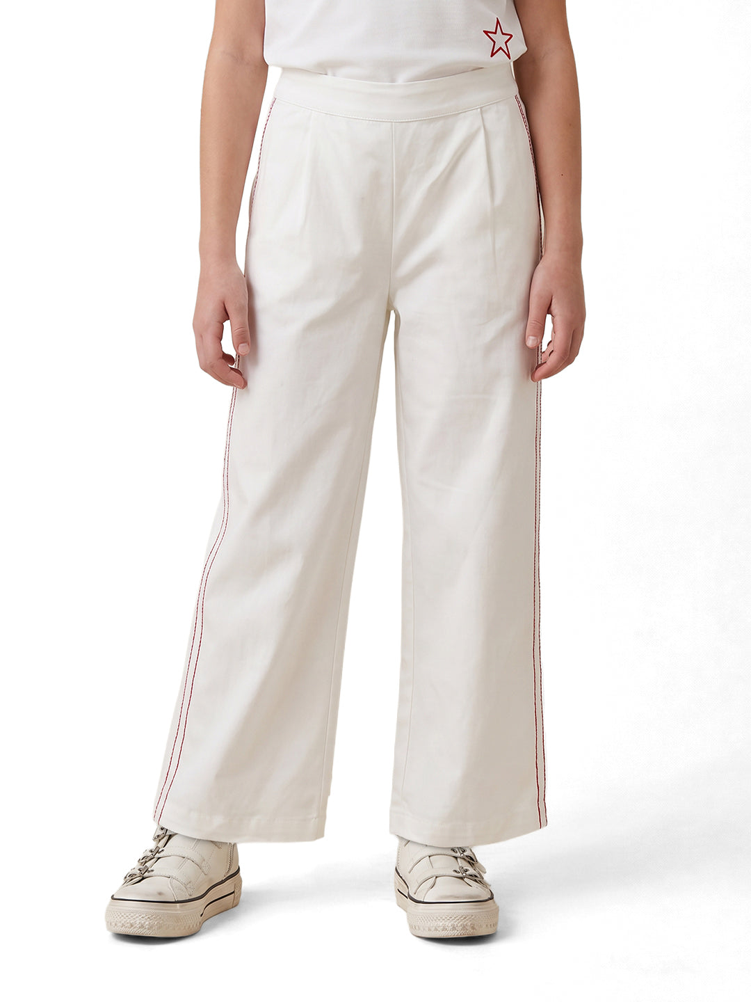 Girls Cloud Dancer Solid Regular-Fit 100% Cotton Pants