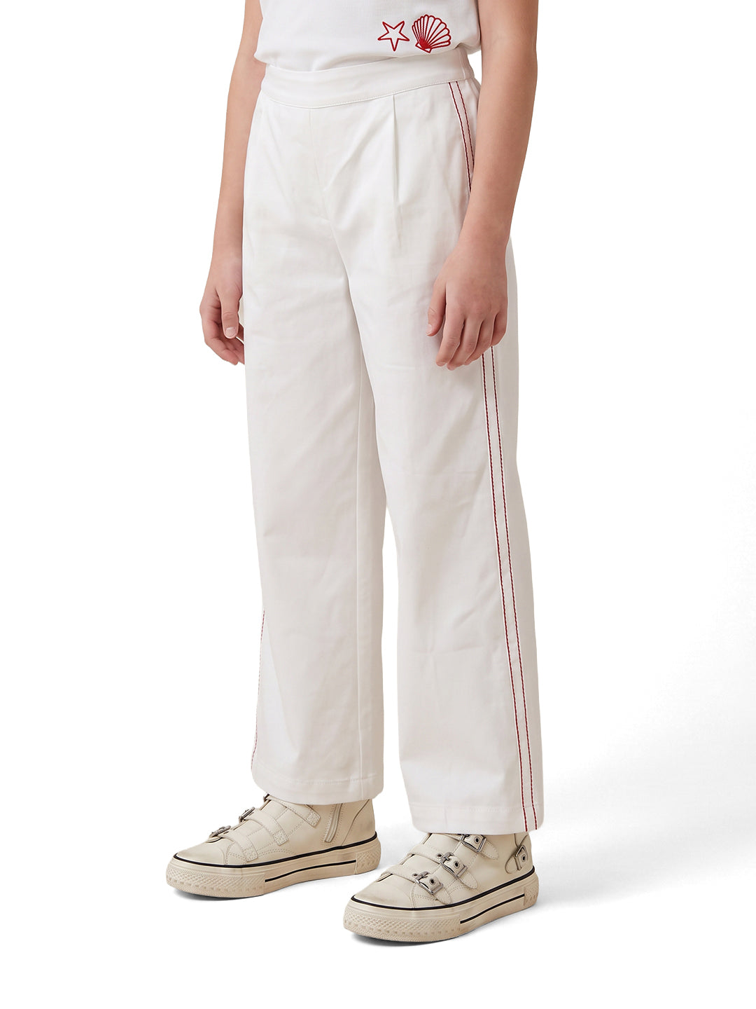 Girls Cloud Dancer Solid Regular-Fit 100% Cotton Pants
