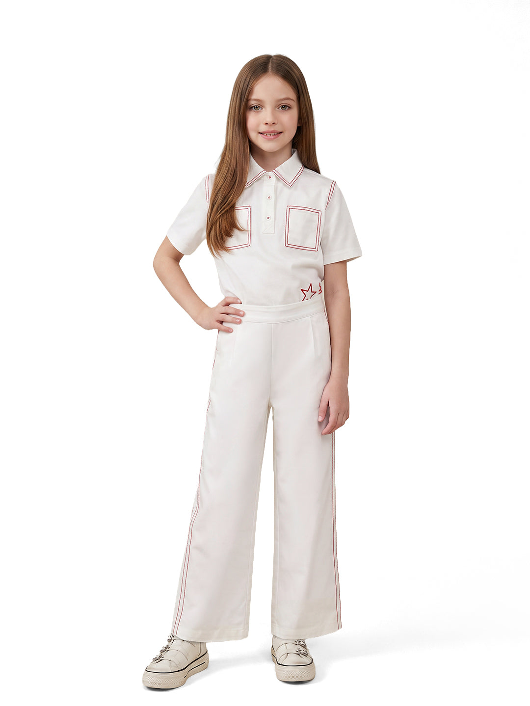 Girls Cloud Dancer Solid Regular-Fit 100% Cotton Pants