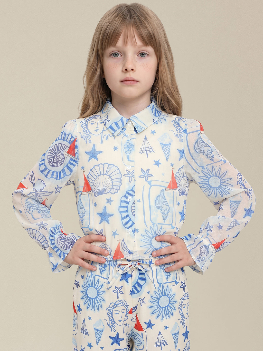 Girls Blue Haze Casual Long Sleeve Shirt