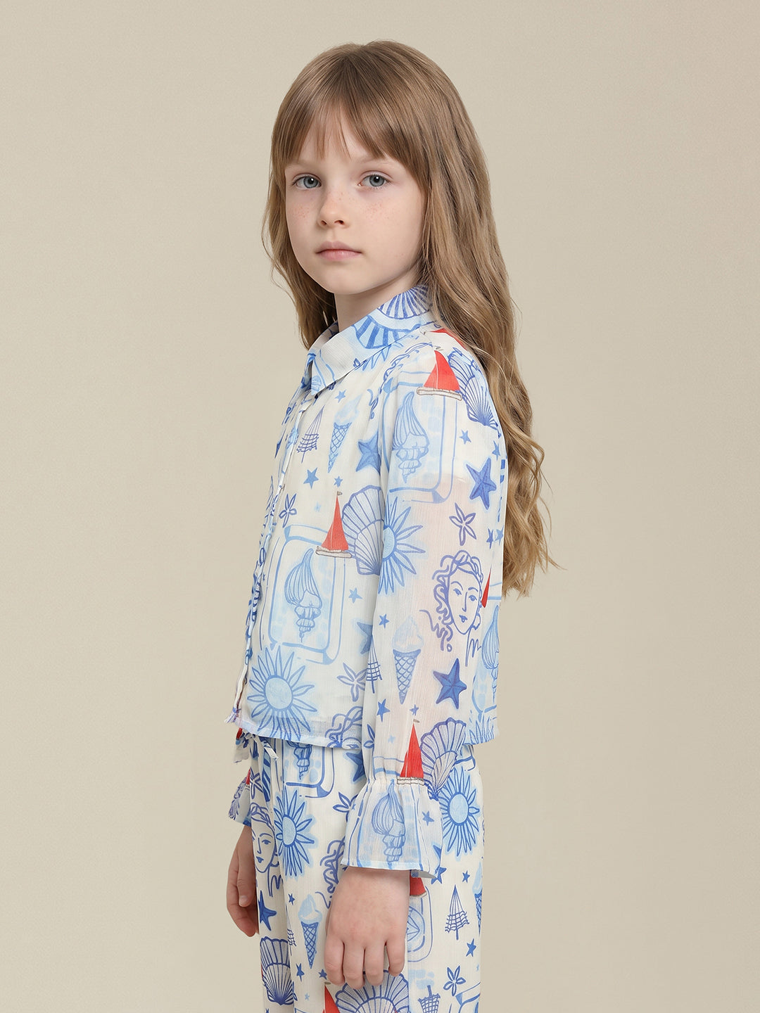 Girls Blue Haze Casual Long Sleeve Shirt