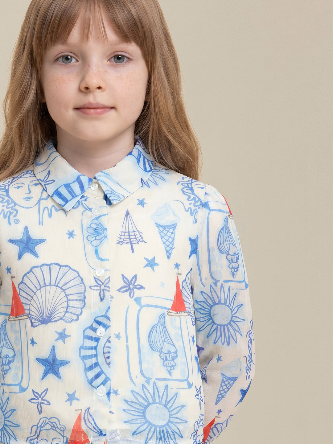 Girls Blue Haze Casual Long Sleeve Shirt