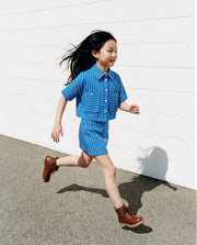 Girls Mykonos Blue Striped Regular-Fit 100% Cotton Shirt