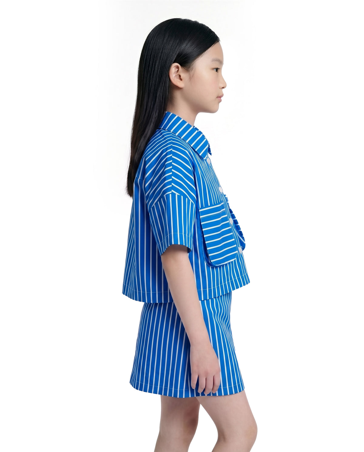 Girls Mykonos Blue Striped Regular-Fit 100% Cotton Shirt