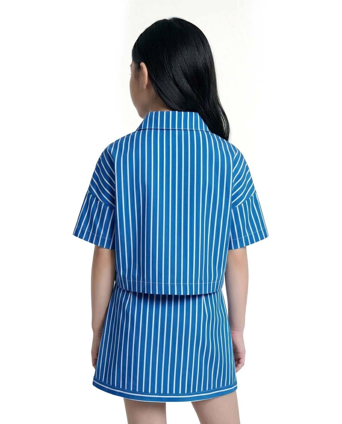 Girls Mykonos Blue Striped Regular-Fit 100% Cotton Shirt