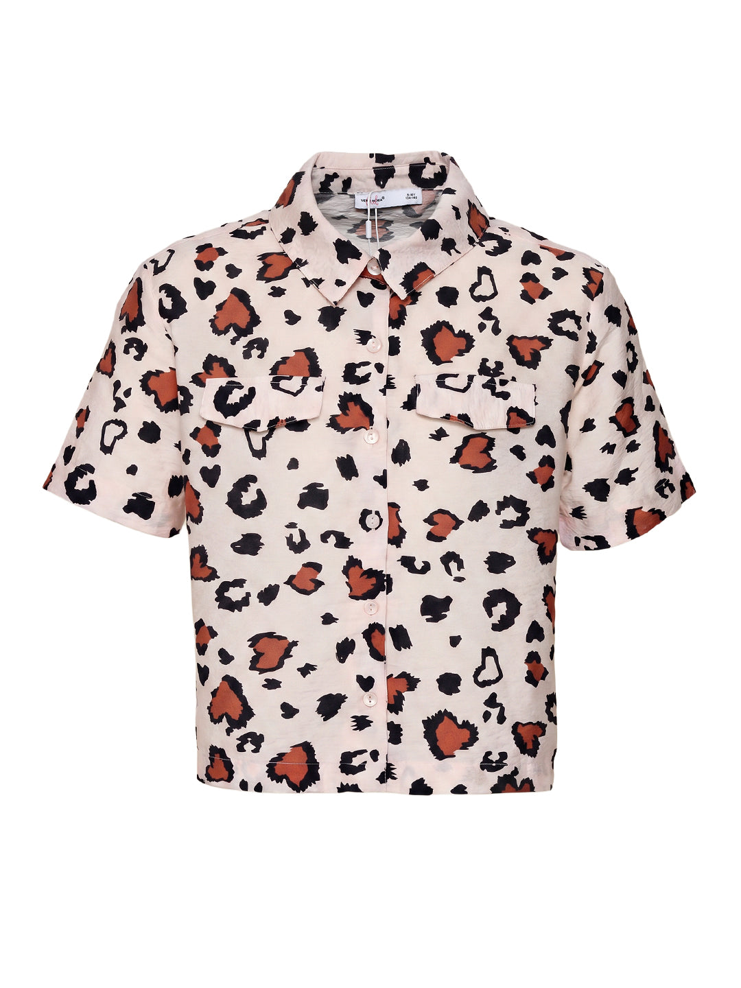 Girls Ecru Abstract Regular-Fit Viscose Blend Shirt