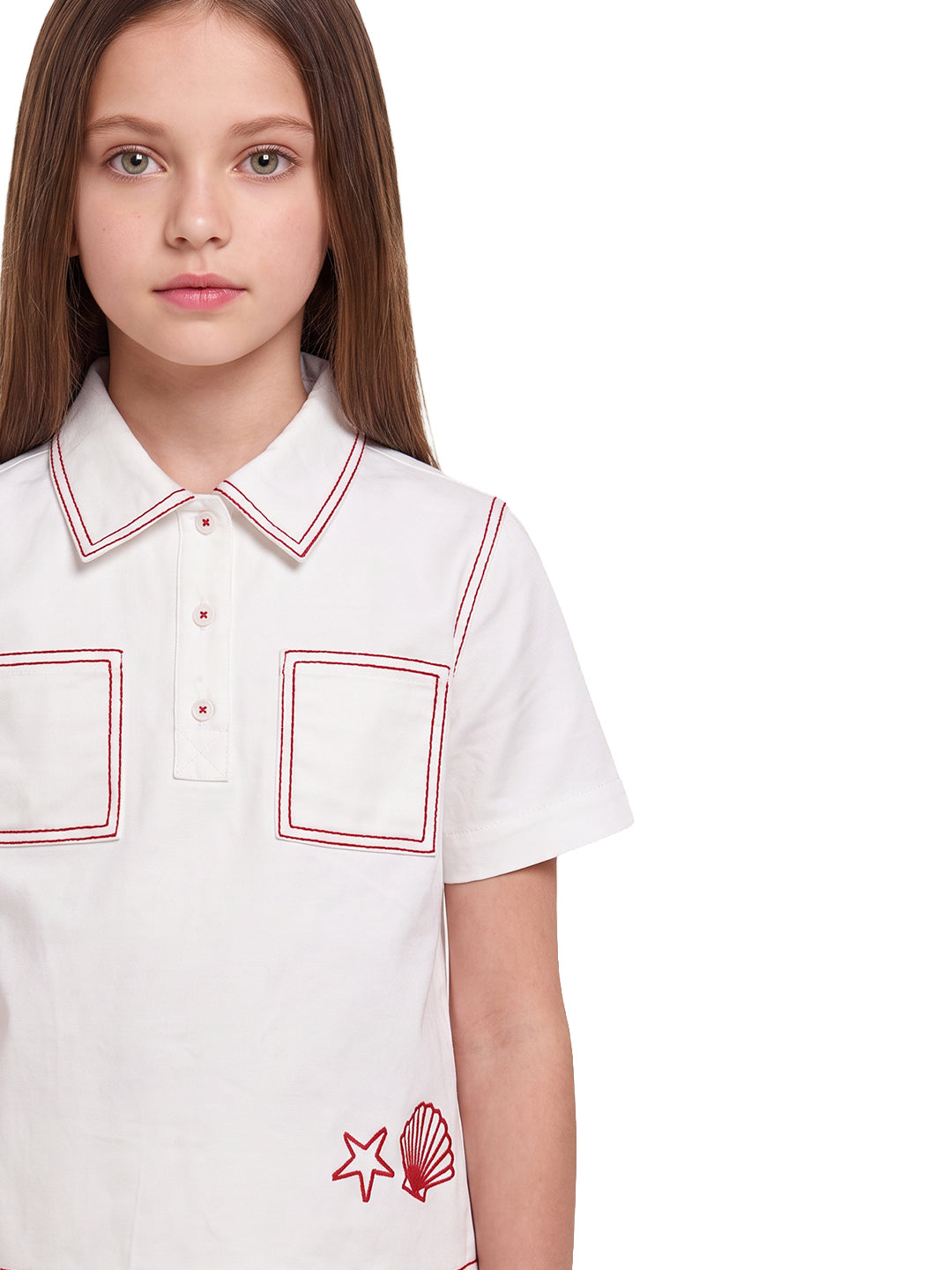 Girls Cloud Dancer Printed Regular-Fit 100% Cotton Shirt