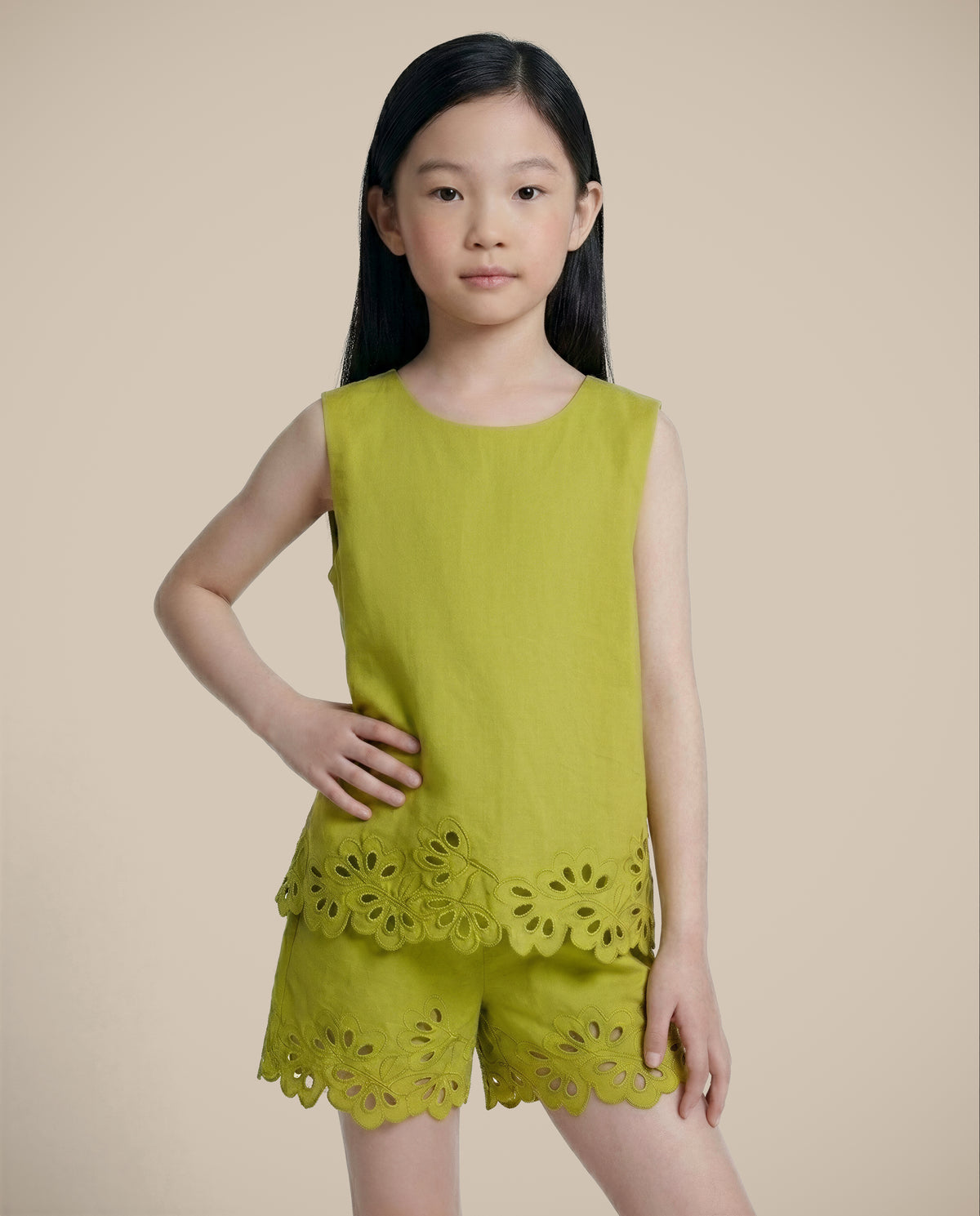 Girls Celery Casual Sleeveless Top