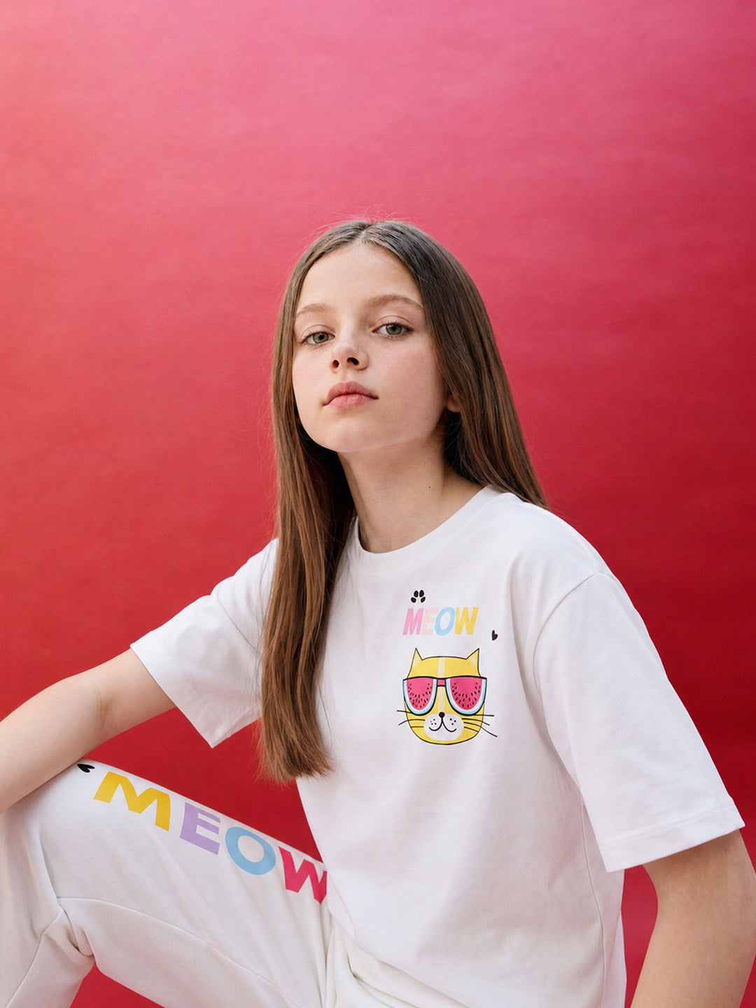 Girls Cloud Dancer Casual Short Sleeve T-Shirt