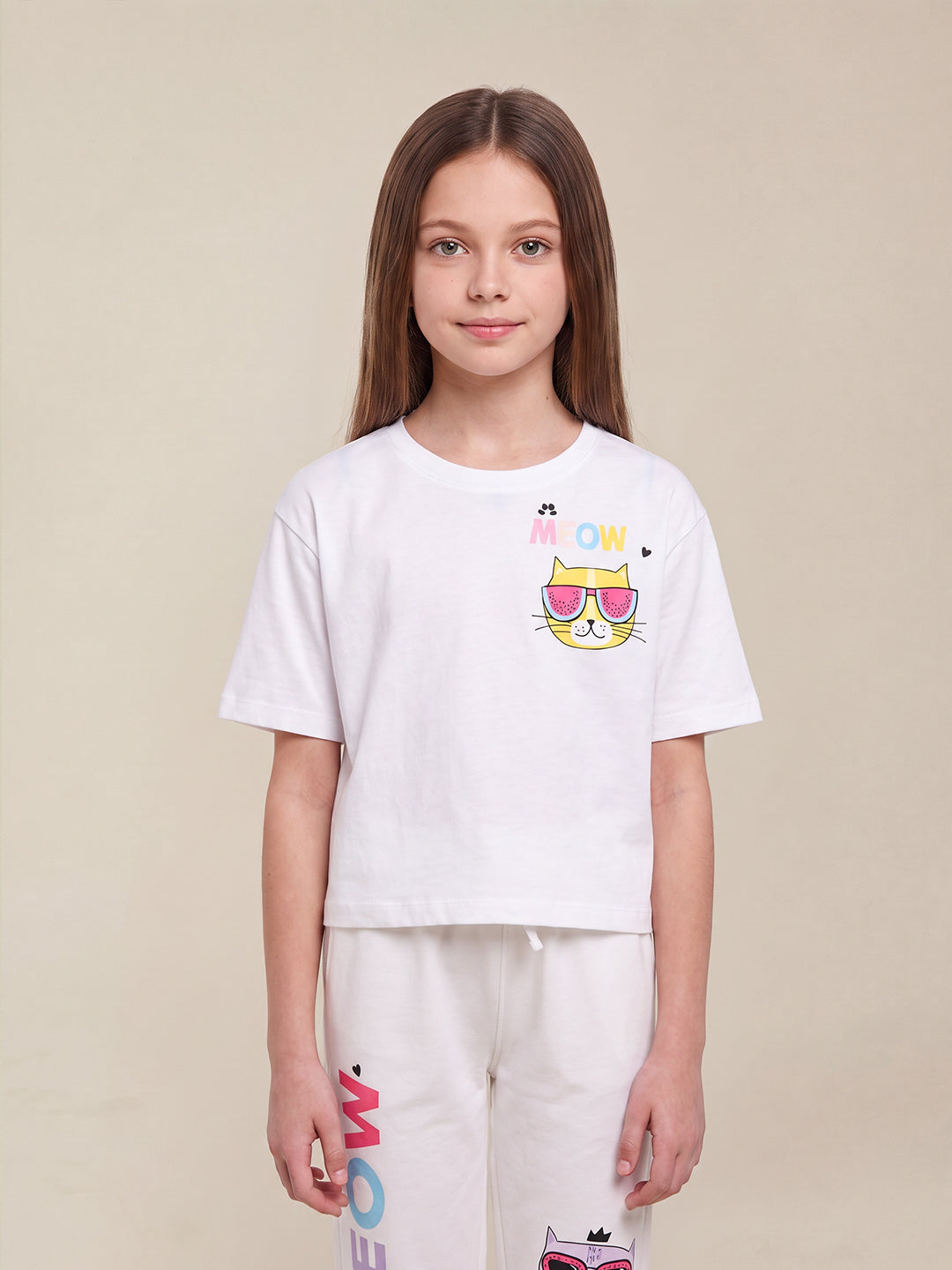 Girls Cloud Dancer Casual Short Sleeve T-Shirt