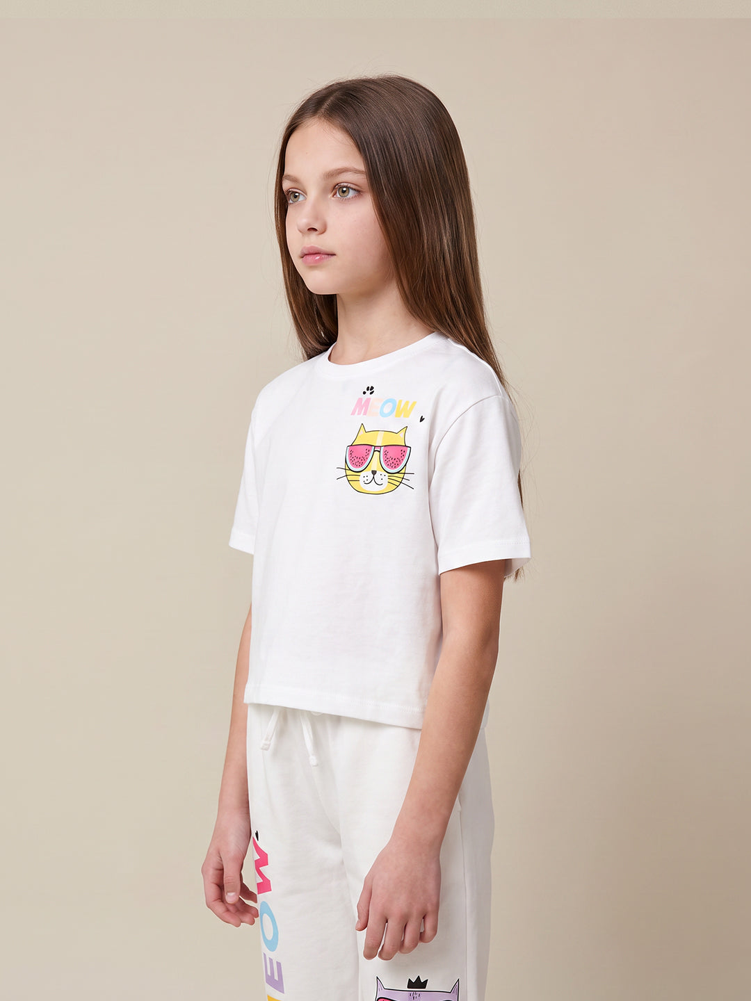 Girls Cloud Dancer Casual Short Sleeve T-Shirt