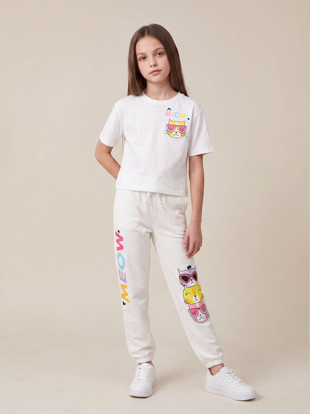 Girls Cloud Dancer Casual Short Sleeve T-Shirt