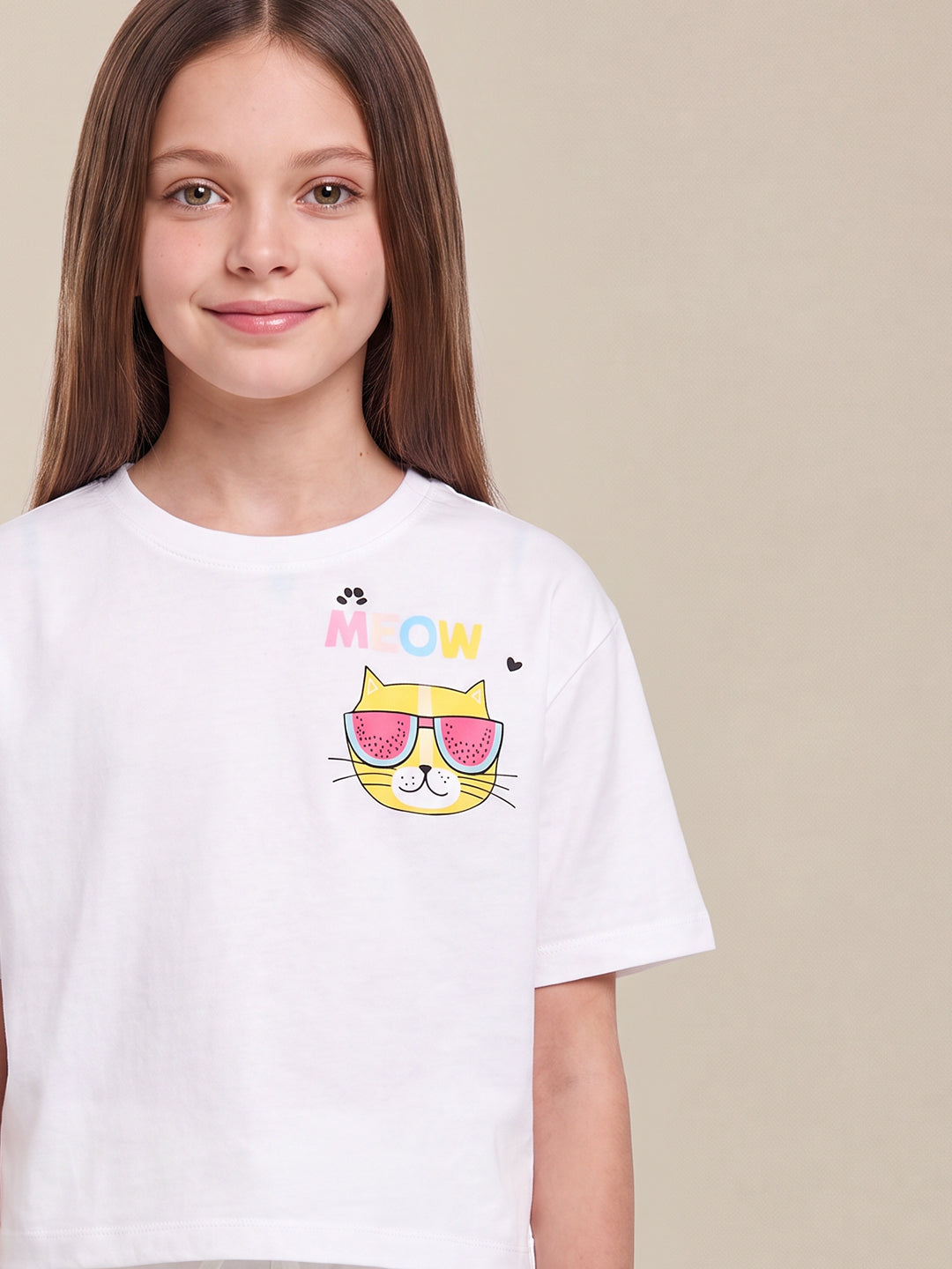 Girls Cloud Dancer Casual Short Sleeve T-Shirt