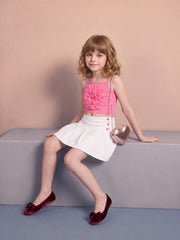 Girls Cloud Dancer Solid Regular-Fit 100% Cotton Skirt