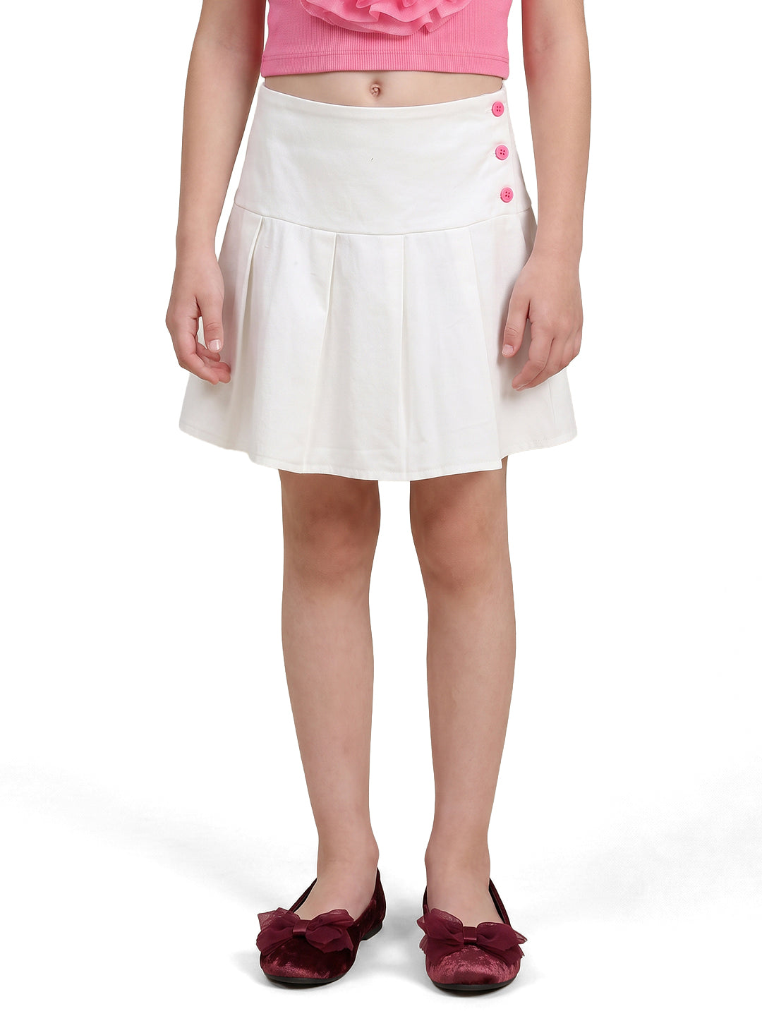 Girls Cloud Dancer Solid Regular-Fit 100% Cotton Skirt