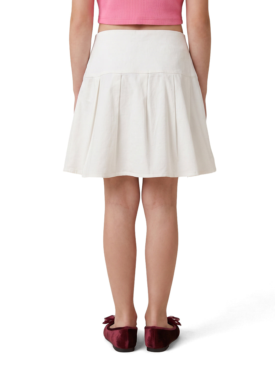 Girls Cloud Dancer Solid Regular-Fit 100% Cotton Skirt