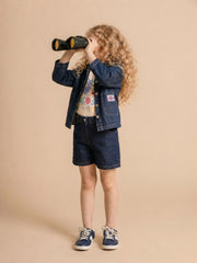 Girls Dark Blue Casual Regular Fit Shorts
