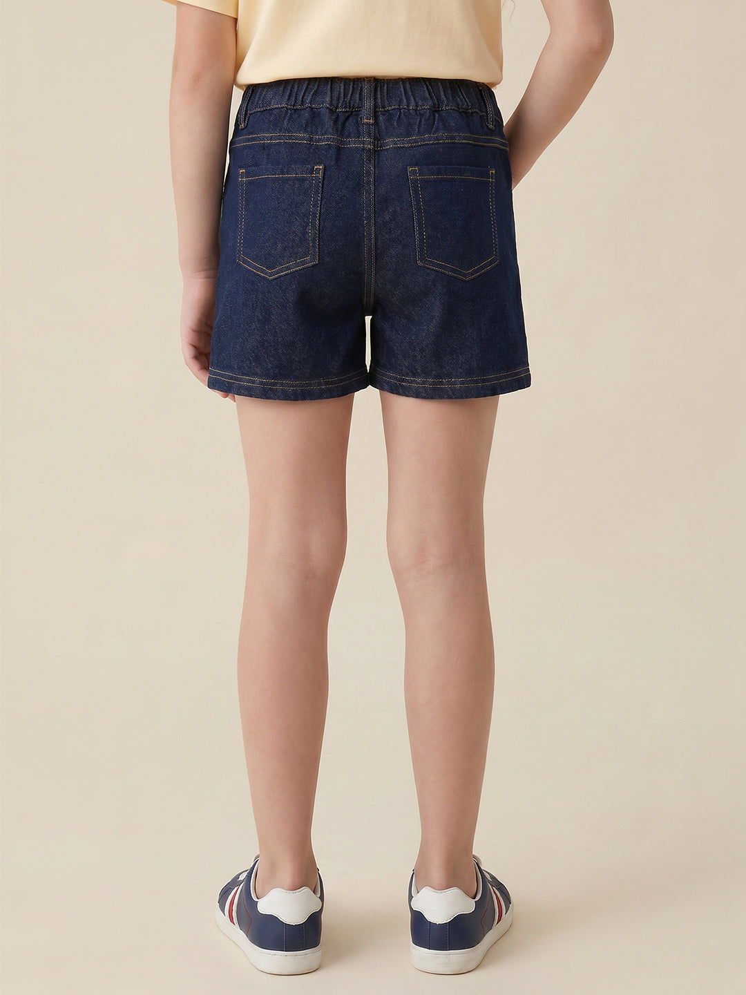 Girls Dark Blue Casual Regular Fit Shorts